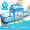 Brinquedo para bebê infantil infantil engatinhando dobrável com impressão de oceano de basquete Play House túnel tenda jogando basquete brinquedo de bebê 230621