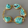 Bangle 9 '' Freeform Blue Howlite 24 K Браслет с желтым золотом 230620