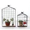 Hooks American Retro Wrought Iron Table Rack Succulent Storage Small Flower Stand Creative Bird Cage Decorative Frame