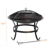 22" Portable Fire Pit Outdoor Wood Burning BBQ Grill Firepit Bowl avec Poker