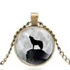 Pendentif Colliers Loup Sous La Lune Verre Dôme Collier Hommes Femmes Bijoux Accessoires Cadeaux