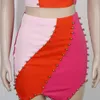 Tweedelige jurk CMYAYA elegante vrouwen kralen Colorblocked midi bodycon mini A-lijn rok pak en mouwloze tank twee 2 delige set outfits 230620