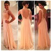 High quality nude back chiffon lace long peach color for sale cheap bridesmaid dresses wedding maid dress 2023