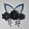 Fleurs décoratives papier cartonné noir papier bricolage feuilles oreilles ensemble pour mariage événement décors décorations pépinière mur déco vidéo tutoriels