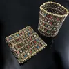 Bangle Klassieke Mode Elastische Brede Armbanden Retro Punk Overdreven Vijf Rij Crystal Intrekbare Geweven Kralen hand decoratie 230620