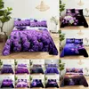 Ensembles de literie Violet Ensemble Drap de lit Taie d'oreiller Reine King Size Lanvender Papillon pour Chambre Doux Double Complet Simple Double 230620