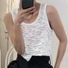 Mannen Tank Tops INCERUN Mannen Mesh Transparante O-hals Mouwloze Zomer Vesten Streetwear Sexy 2023 Stijlvolle Koreaanse Stijl Kleding