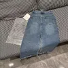 Etekler tasarımcı lüks vintage gevşek şık kadınlar için zarif yüksek bel ofis bayan uzun etek moda mavi denim kadın giyim yw4q