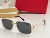 New fashion design square sunglasses 0330 rimless K gold frame simple and popular style outdoor uv400 protection glasses