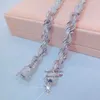 Drop Shipping Rose Goud 925 Zilver 15mm Micro Pave Vvs Moissanite Diamond Rope Chain