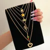 Chains IFME Bohemia Multi-layer Chain Necklace For Women Chinese Dragon Lock Key Butterfly Pendant 2023 Trend Jewelry Gift