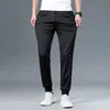 Mens Pants Spring Summer Jogger Men Fashion Drawstring Casual Knitted Fabric Threaded Foot Thin Trousers Male Brand 230620