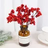 Nya 10st julröda bärgrenar Artificial Red Holly bär julgran dekoration ornament Nytt år DIY Flower Wreath