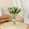 New 6pcs White Bellflower Artificial Lily Valley Orchid Flower For Home Garden Decoration Wedding Party Bride Bouquet Fake Plant