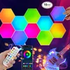 1-24 pçs rgb lâmpada de luz inteligente atmosfera interior usb lâmpada de parede controle de voz app luz noturna sala de jogos decoração do quarto