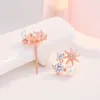 Stud Earrings Real 925 Sterling Silver Chic Jewelry Rose Gold Star Zircon Not Allergic Birthday Present