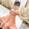 Girl's Dresses Girls Dress 2 Summer 3 New Children's Clothing Dress Sweet Lovely Chiffon Princess Tight Waist Dresses 7 Year Kids Clothes Party AA230531