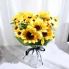 Dried Flowers High Quality Sunflower Artificial Beautiful Silk Bouquet Home Garden Party Wedding Fake Flower Living Room Decoration