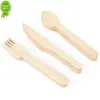 Ny engångsgräns för träsked Fork Knivskåp Set Rustic Wedding Birthday Party Table Seary Decoration Supplies Dessert Cake Scoop