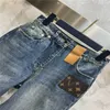 23SS Fw Calça Jeans Feminina Designer com Padrão de Letra Meninas Novo Algodão Vintage de Alta Qualidade Milan Runway Marca Cowboy Casual Botão Outwear Denim Calça Longa Reta