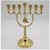 Chanoeka Menorah Ornament 7 Tak Vergulde Joodse Kandelaar Kandelaar Kandelaar