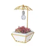 Jardinières Pots Parapluie Forme Fer Cadre Ampoule Décoration Maison En Céramique Pot De Fleur Fer Plante Titulaires Succulentes Planteur R230621