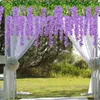 Decorative Flowers Wisteria Artificial 12PCS Hanging Garland Wedding Fake Flower String Silk For Home Garden Decoration