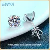 Stud EWYA luxe 0.4-4CT D couleur vis boucles d'oreilles pour les femmes fête bijoux fins 4 broches S925 en argent Sterling diamant boucle d'oreille 230620