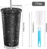 Water Flessen 500 ml Stro Beker Met Deksel Herbruikbare Rvs Dubbellaags Thermos Cups Vrouwen Glitter Cup Water fles Gift 230620