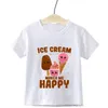 T-shirts enfants mignon glace me rendre heureux imprimé t-shirts garçons Grils été enfant en bas âge enfants crème glacée drôle cadeau 230620