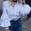 Women's Blouses Shirts 2023 Fashion Shirts Elegant Puff Sleeve Women Blouse Buttons Casual Loose Solid Party Tops Long Sleeve Blusas Femininas J230621