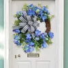 Fleurs décoratives oeufs de pâques couronne 45 cm rotin printemps bleu fleur porte pour vacances mariage maison fête mur avant décor