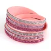 Bangle Miasol Double Wrap Velvet Leather 3 Rows Straps Full Pave Crystal Bilingbling Women Girls Bracelets Party Jewelry Gifts 230620