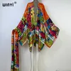 Grundläggande casual klänningar Winyi Bikini Cover-Ups Fashion Printing Self Belted Women Summer Clothing Kimono Holiday Dress Beach Wear Swim Suit Cover Up 230620