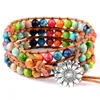 Braccialetto vintage bohemien colorato in pietra naturale Bracciale lungo regolabile in pelle con perline avvolgenti per le donne Regalo di gioielli di moda 230620