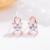 Stud Earrings Creative Silver Jewelry 925 Sterling Girl Rose Gold Lock Design Is Not Allergic Solid Zircon