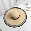 Шляпа шляпы широких краев ведро S09 Соломенная шляпа летняя стиль черная сетка Женская солнцезащитная крышка