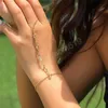 Boho Creative Zircon Chain Dedo Ring Bracelets for Women Wed Bridal Dancer Vintage Connected Hand Harness Bracelets Jewelry