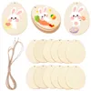 New 10/25/50pcs Natural Easter Eggs Wood Chips Unfinished Graffiti Drawing Wood DIY Wooden Craft Hanging Ornament Easter Decorations