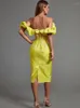 Robes décontractées robe de soirée à paillettes 2023 femmes jaune moulante élégant Sexy à volants soirée Club haute qualité tenue d'été