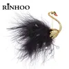 Stift broscher rinhoo crystal imitation pärla djur kvinnor fågel elegant corsage party smycken vintage fjäder 230621