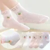 Kindersocken, Kindersocken, 5 Paar, Frühling, Sommer, Baumwolle, Mädchensocken, niedliches Blumenmuster für Kinder, Baby, kleines Mädchen, Kleidungszubehör 230620