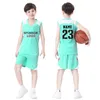 Ensembles de vêtements Maillots de basket-ball pour enfants Ensembles uniformes de basket-ball de l'école primaire personnalisés Chemise sans manches respirante Costume de basket-ball court pour les garçons 230620