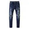 Jeans Masculino Homens Prontos para Usar Jeans Skinny Slim Super Stretch Distressed Rasgados Calças Distressing Pant Destroyed Holes