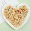 Nya 100st White Pearl Bamboo Food Fruit Picks Wedding Party engångskakan dessert cocktail pinnar buffé cupcake tandpetare spett