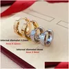 Stud Fashion Gold Earrings Diamond Luxury Jewelry 18K Rose Sier Plated Stainless Steel Party Christmas Birthday Jewerlry High Qualit Dhap0