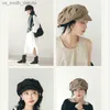 2023 Japońskie chmurowe kapelusz kobiety stały kolor słodki ośmioboczne czapki wiosna latem edycja koreańska moda bawełniana malarz artystyczna czapka l230523