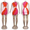 Dwuczęściowa sukienka cmyaya eleganckie kobiety frezowanie kolorowe mini mini-bodycon mini A-Line Line i zbiornik bez rękawów dwa 2-częściowe stroje 230620