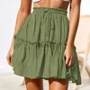 Юбки Jocoo Jolee Summer Short Short Women Women Vintage Ruffled Mini Mini Mini Skirt с стволами повседневной бохо