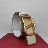 4cm Factory Luxury Brand Fashion Leather Belt cintura sela jóias roupas de jóias de ouro v letra lisa fivela lisa pacote de presentes de uso duplo use